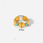 Cargar imagen en el visor de la galería, Anillo Dru. Piedra Agua Marina. Apertura Ajustable. Acero inoxidable Chapado Oro 18 K