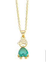 Cargar imagen en el visor de la galería, Collar Niño Embutido Circón Chapado Oro 18 k