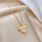 Cargar imagen en el visor de la galería, Collar Minnie dorado con Circón. Acero Titanio Chapado oro 18 K