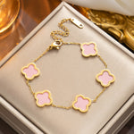 Cargar imagen en el visor de la galería, Pulsera Trébol en Acero Titanio Chapado En Oro De 18 K