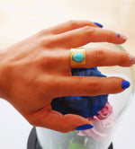 Cargar imagen en el visor de la galería, Anillo Oval Agua Marina Apertura Ajustable. Acero Inoxidable con Piedra