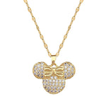 Cargar imagen en el visor de la galería, Collar Minnie dorado con Circón. Acero Titanio Chapado oro 18 K