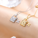 Cargar imagen en el visor de la galería, Collar Candado Con Llave Acero Inoxidable con Circón