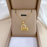 Cargar imagen en el visor de la galería, Collar Corazón Mud con Circones Blancos. Acero Titanio Inoxidable Chapado oro 18 K