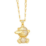 Cargar imagen en el visor de la galería, Collar Oso Embutido Circón Chapado Oro 18 k
