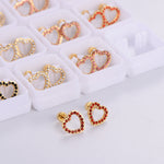 Cargar imagen en el visor de la galería, Aretes de Seguridad Corazón Con Circón. Acero Inoxidable Chapado Oro