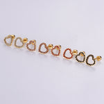 Cargar imagen en el visor de la galería, Aretes de Seguridad Corazón Con Circón. Acero Inoxidable Chapado Oro