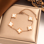 Cargar imagen en el visor de la galería, Pulsera Trébol en Acero Titanio Chapado En Oro De 18 K