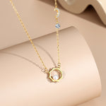 Cargar imagen en el visor de la galería, Collar Sol y Luna con Circón. Plata Esterlina 925