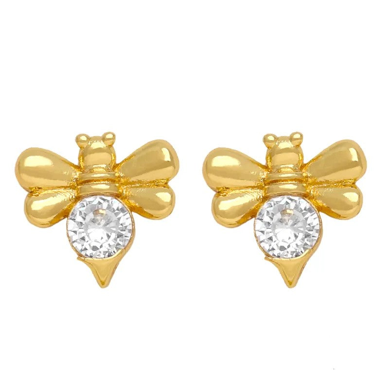 Aretes Diseños Varios con Circón. Cobre  Chapado oro 18k