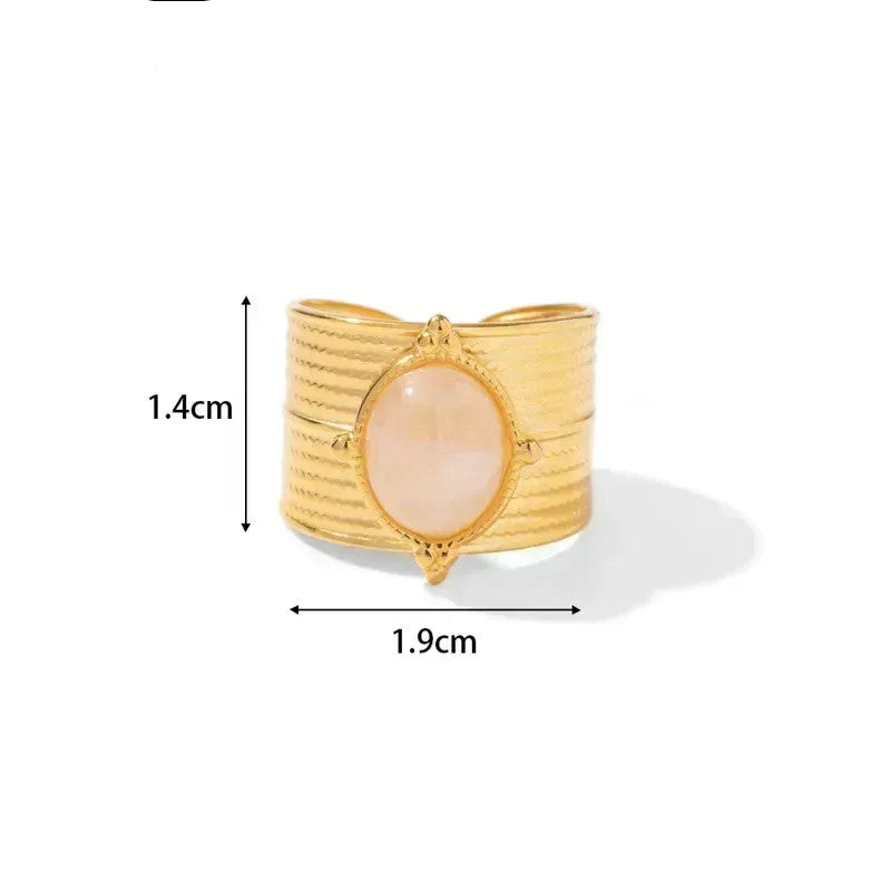 Anillo Rose. Apertura Ajustable. Acero inoxidable Chapado Oro 18 K