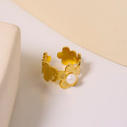 Anillo Bloom. Acero Titanio Chapado Oro 18K