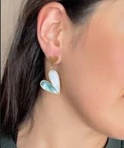 Aretes Jade Con Piedra Natural. Acero Titanio Chapado Oro De 18 K