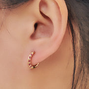 Candongas Diar. Acero Titanio con Esmalte Chapado Oro 18K