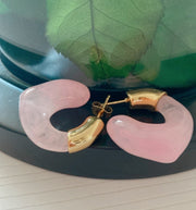 Aretes Geo. Acero Inoxidable Chapado Oro 14K.