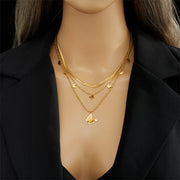 Collar Fly Acero Titanio En Capas Chapado Oro 18K