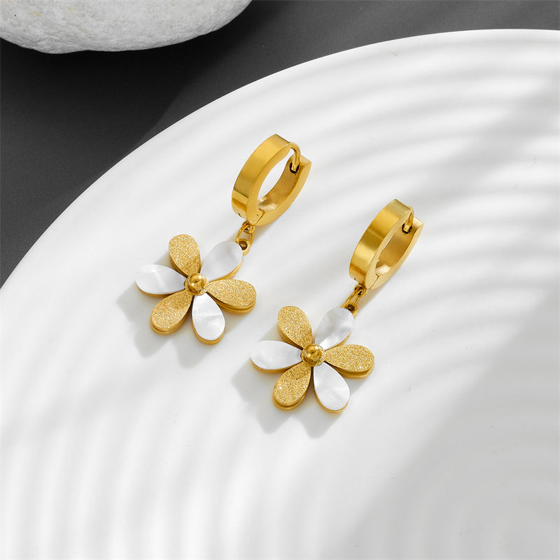 Set Girasoles. Acero Titanio Chapado Oro 18k