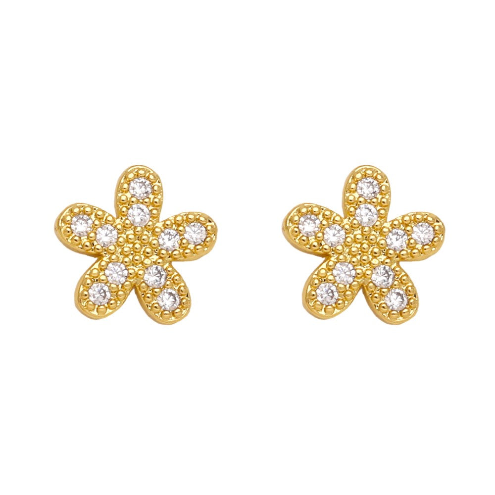 Aretes Diseños Varios con Circón. Cobre  Chapado oro 18k