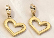 Candongas Corazón Colgante. Acero Inoxidable Chapado Oro 18k