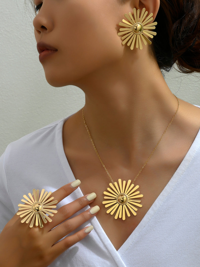 Set Radiante. Acero Inoxidable Chapado Oro de 14K