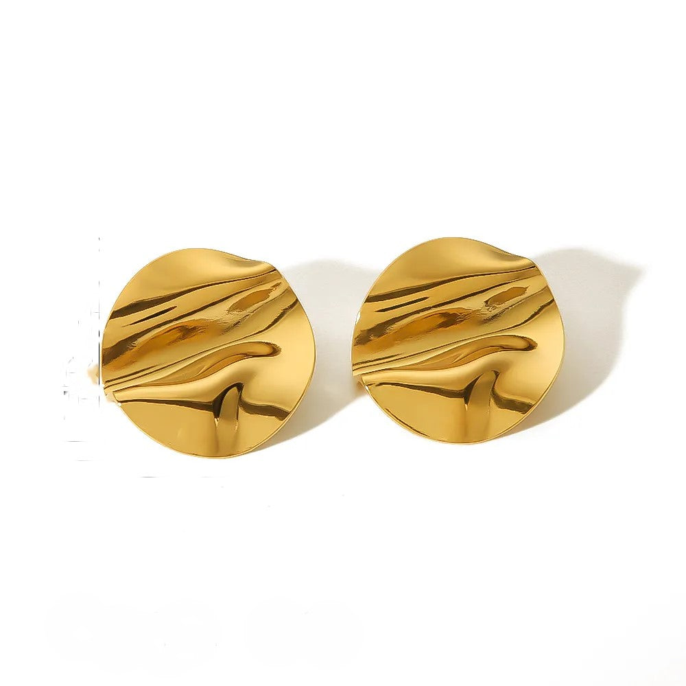 Aretes Bre. Acero Inoxidable Pulido Chapado Oro 18K