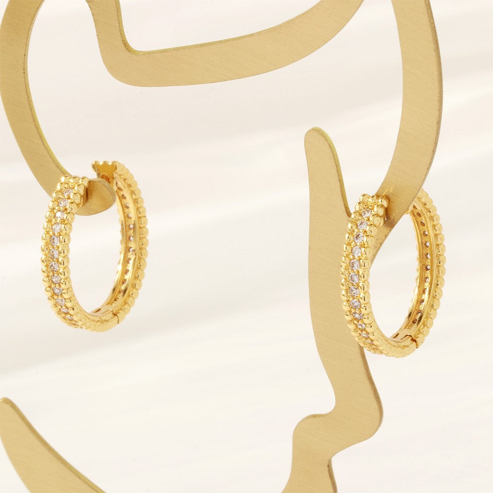 Aretes Ronda IG con Circón. Cobre Aleación Chapado Oro 18K